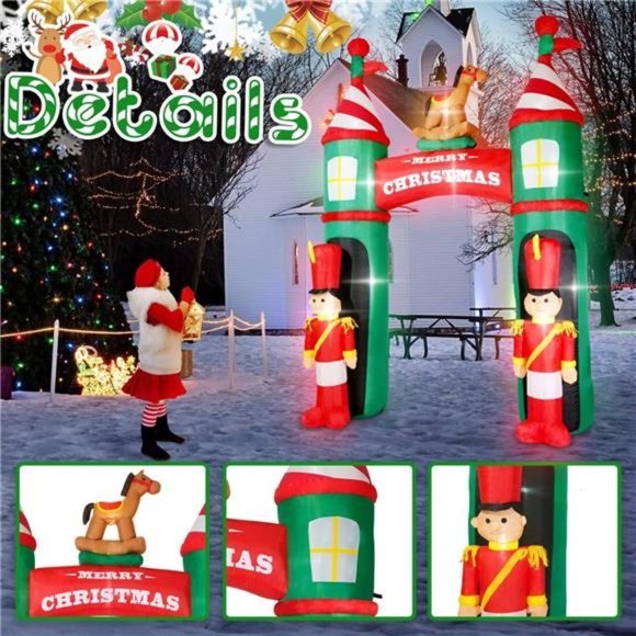 9ft Christmas Sock Arch Inflatable Decoration - 11 LED  9FT Christmas Inflatable Archway Outdoor Decorations with Built-in LED Lights
